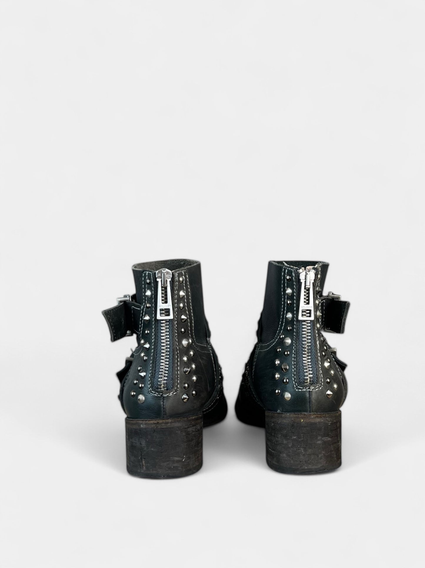 Zadig & Voltaire Black Buckled Leather Ankle Boots, 36