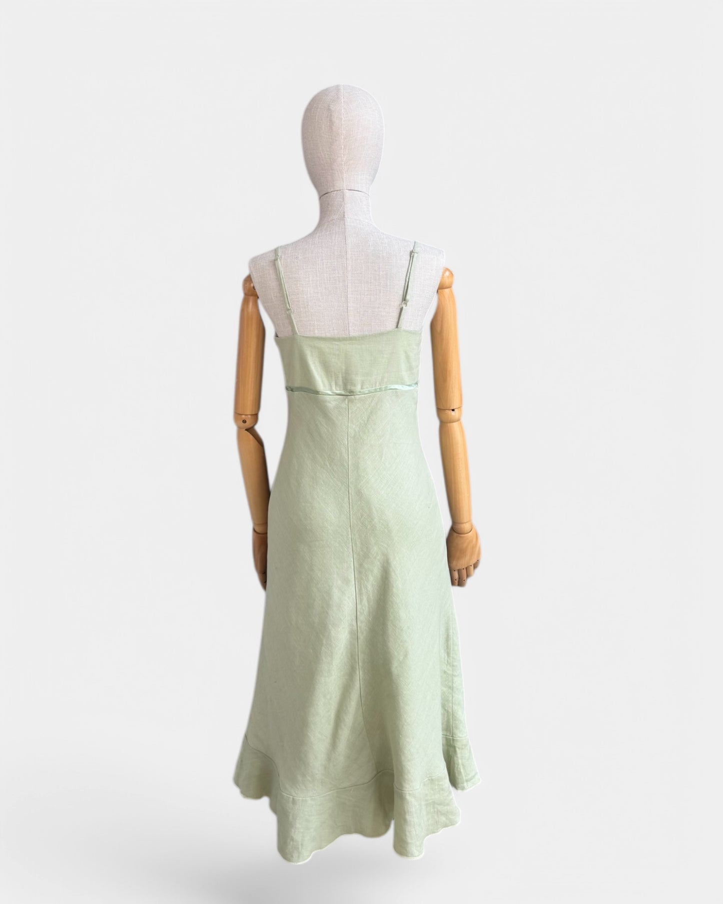 100% linen dress Green Unbranded