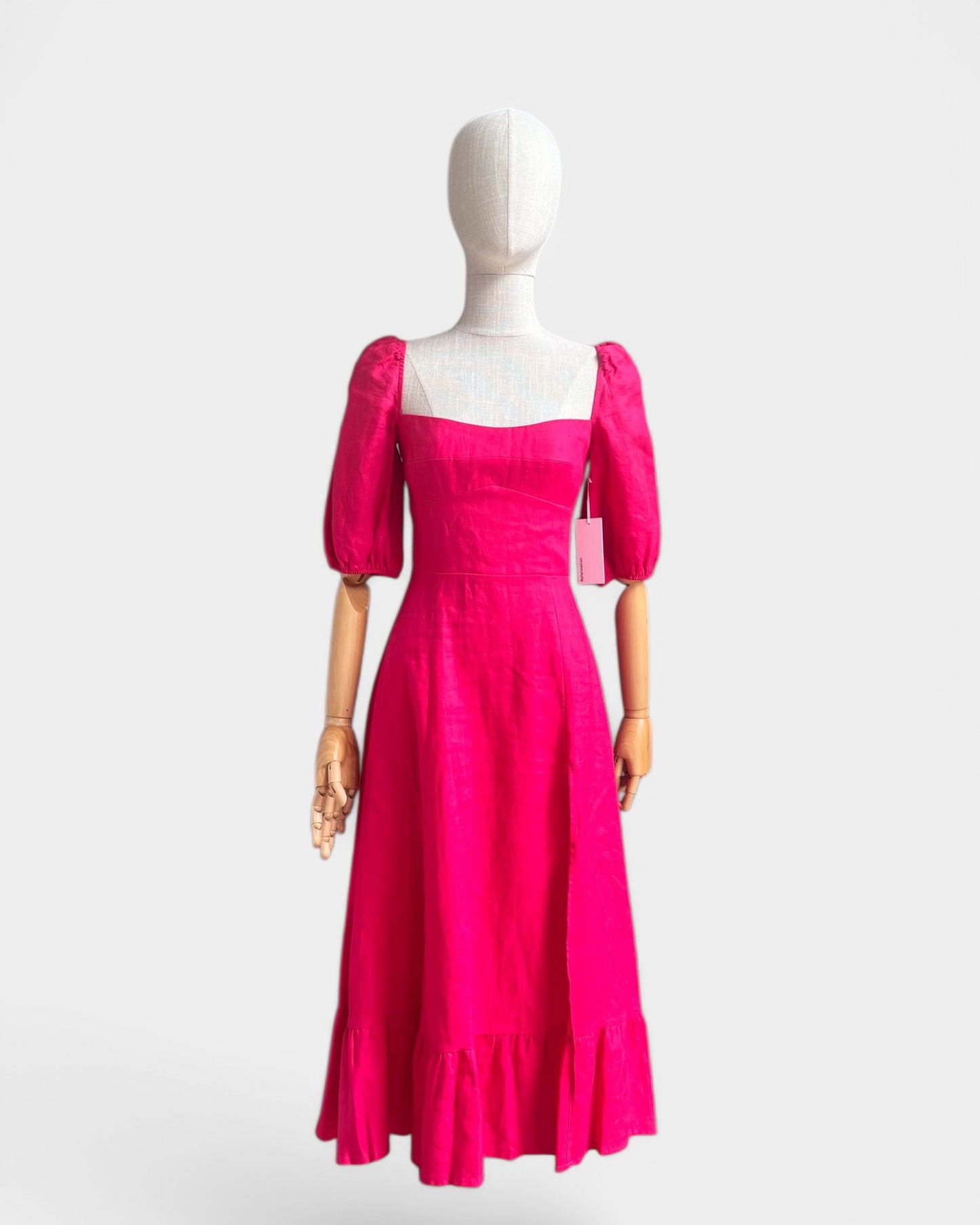 Reformation dress Fuchsia pink, 100% linen, 4