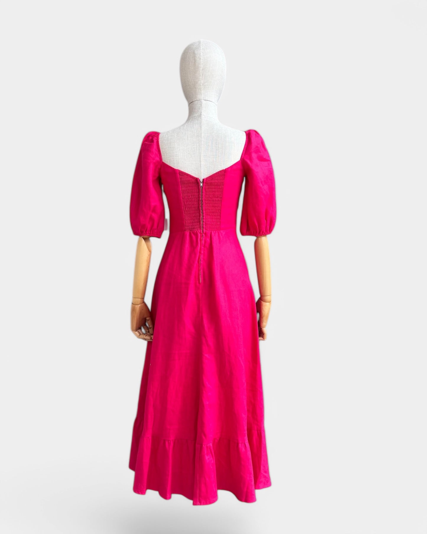 Reformation dress Fuchsia pink, 100% linen, 4
