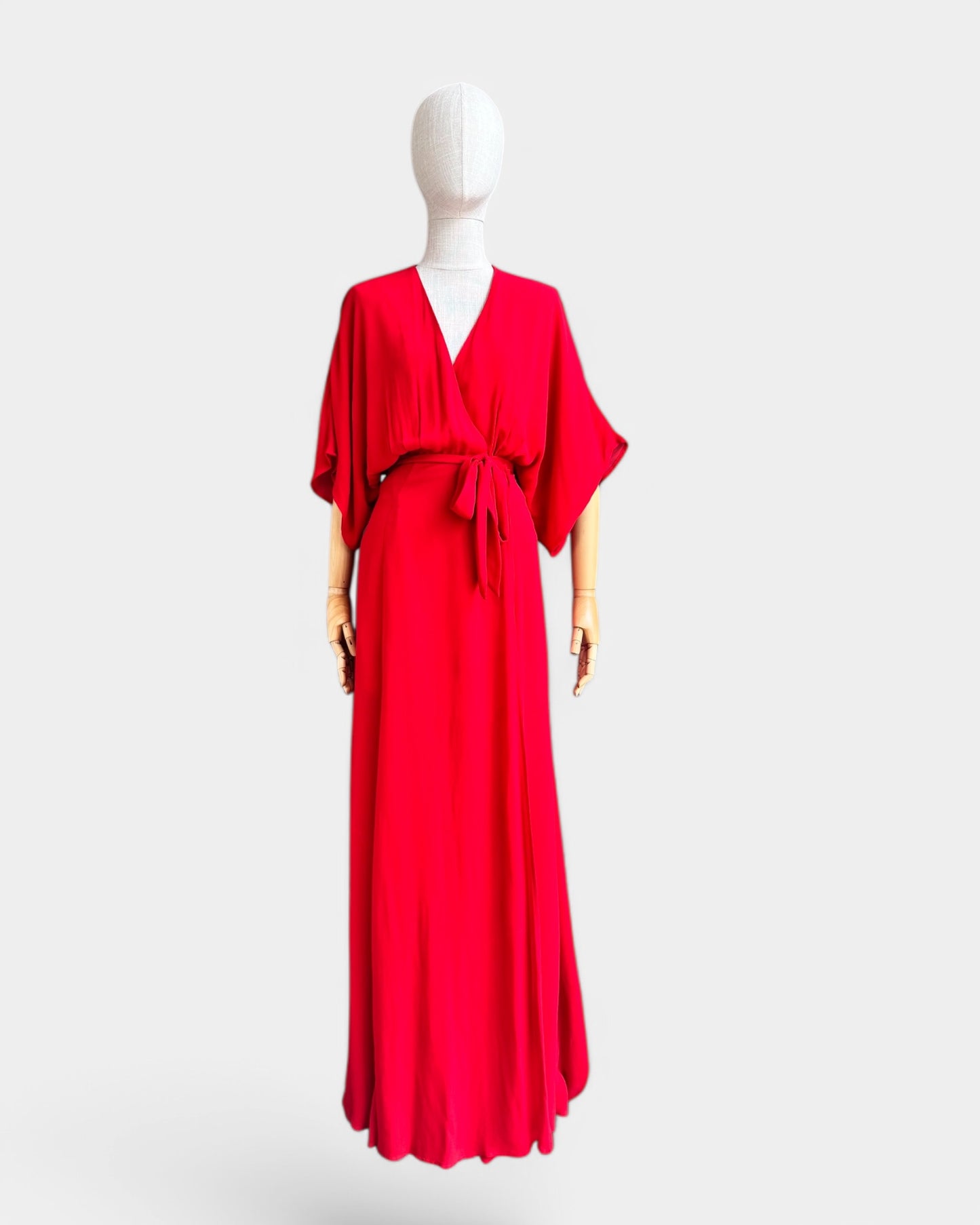 Reformation Long Wrap Dress – Bright Red, S