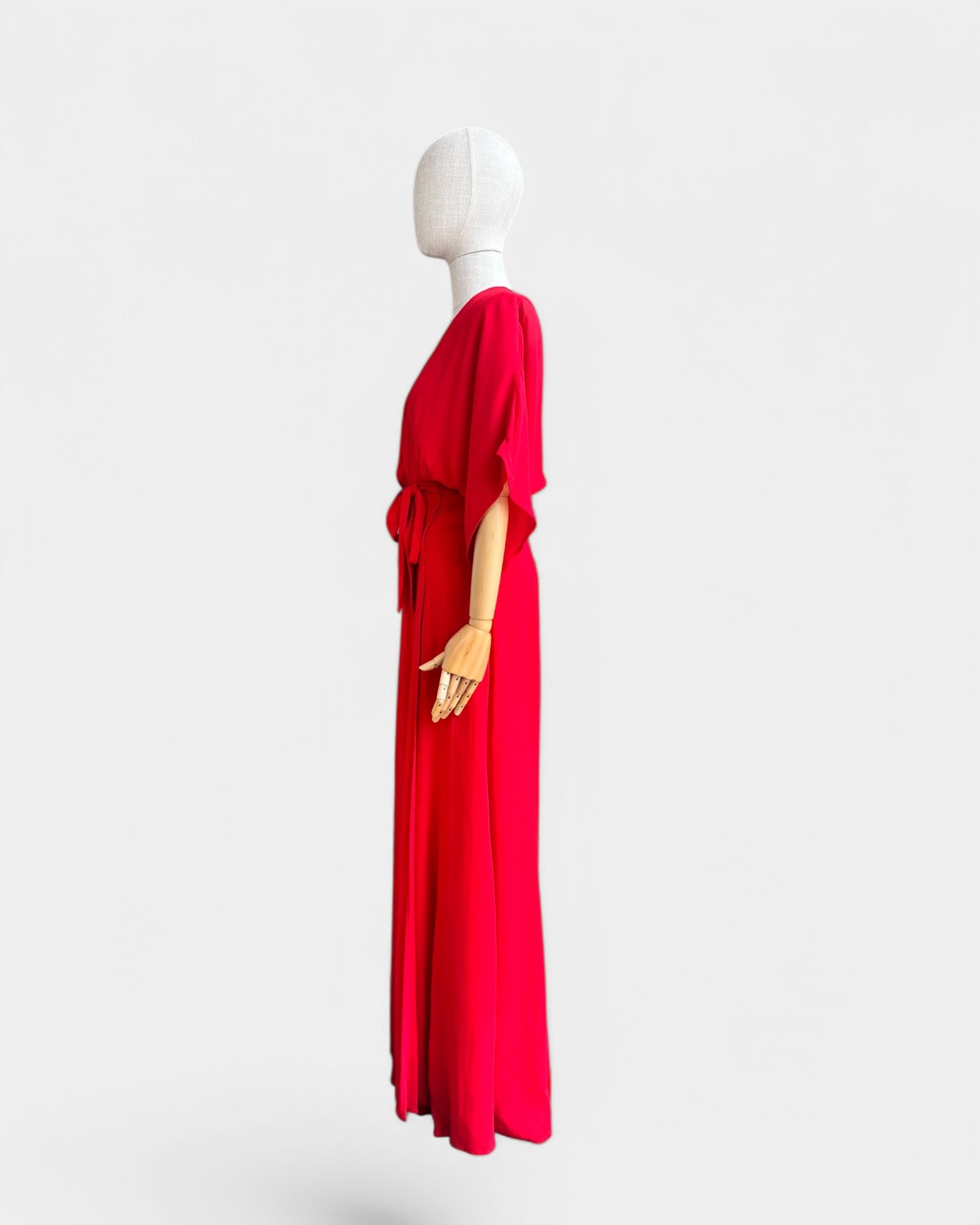 Reformation Long Wrap Dress – Bright Red, S