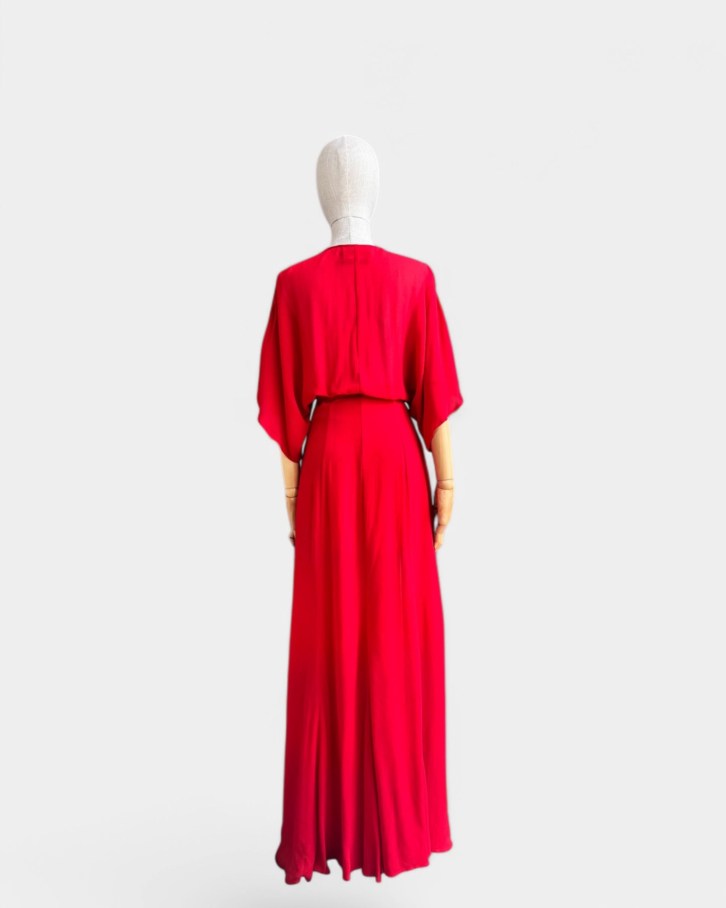 Reformation Long Wrap Dress – Bright Red, S
