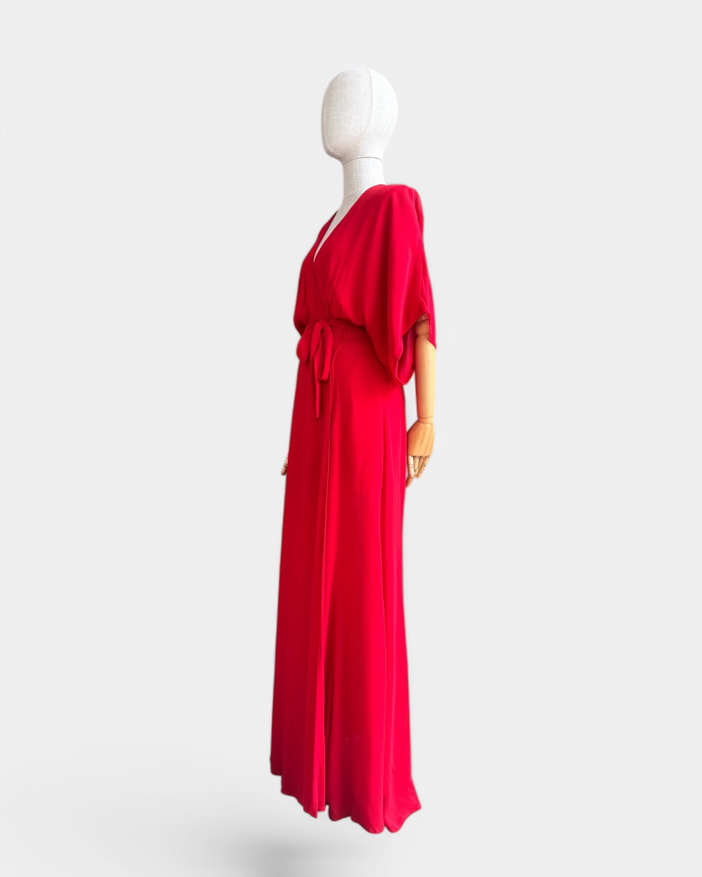 Reformation Long Wrap Dress – Bright Red, S