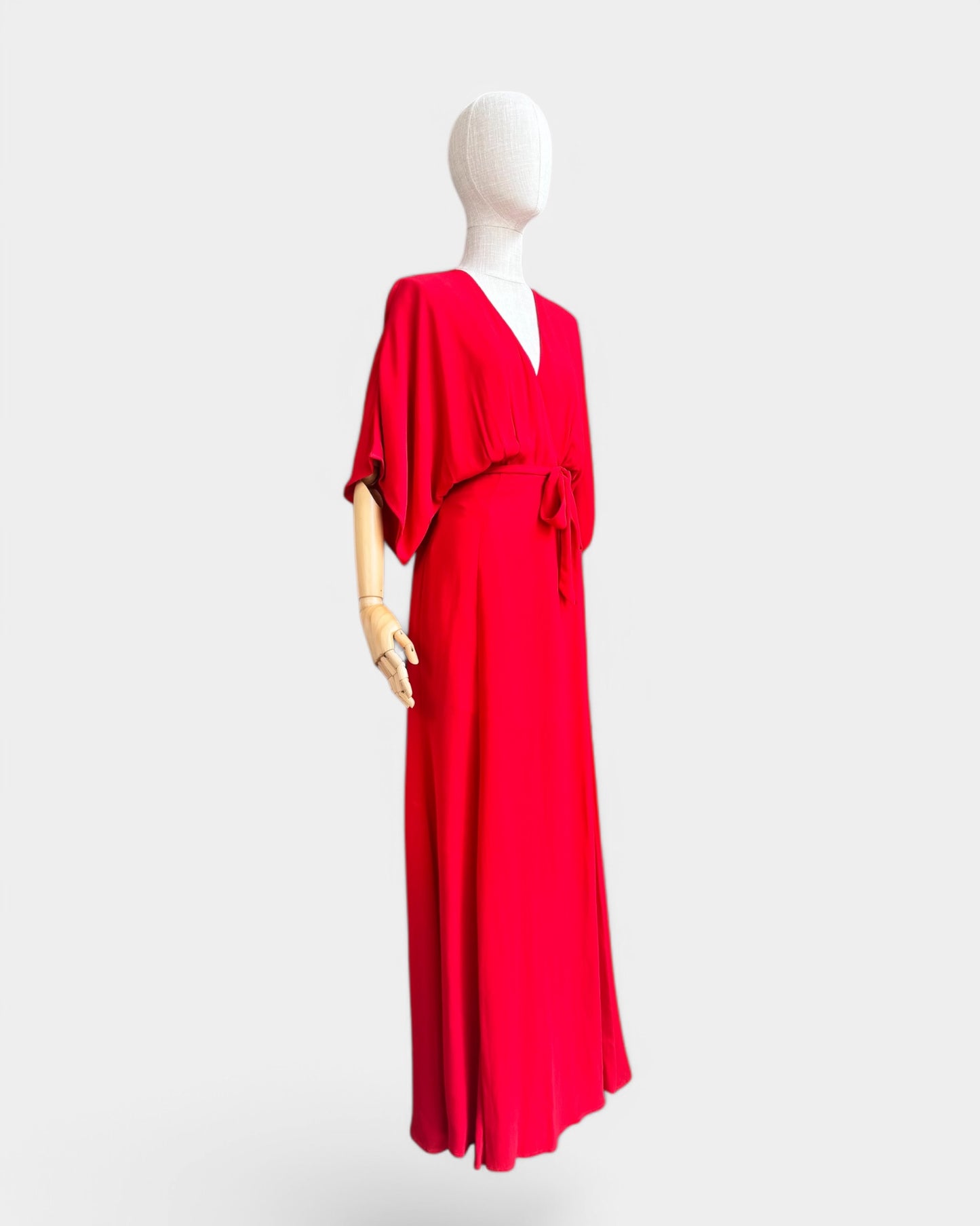 Reformation Long Wrap Dress – Bright Red, S