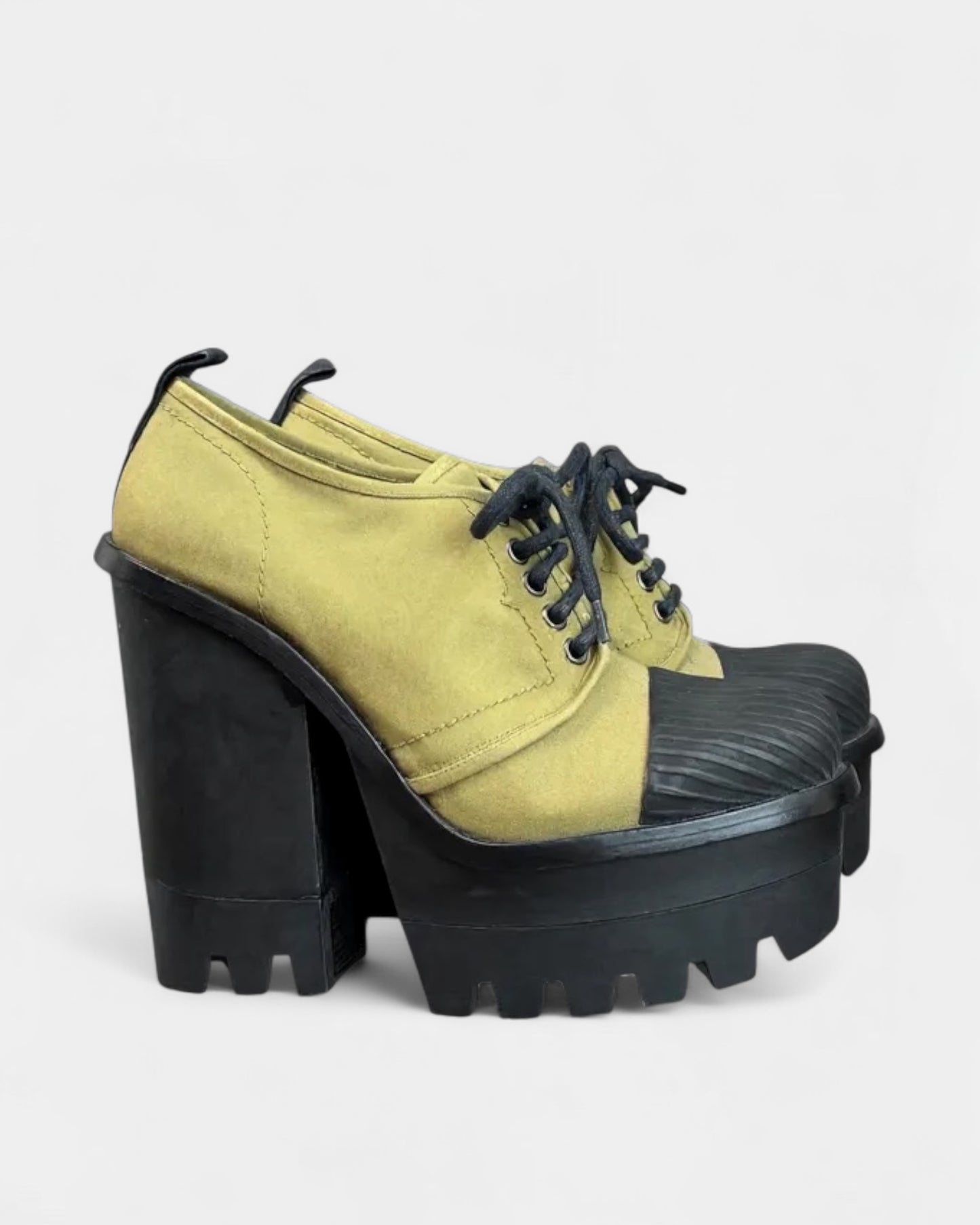 Khaki Hunter Lace-Up Heels, 6