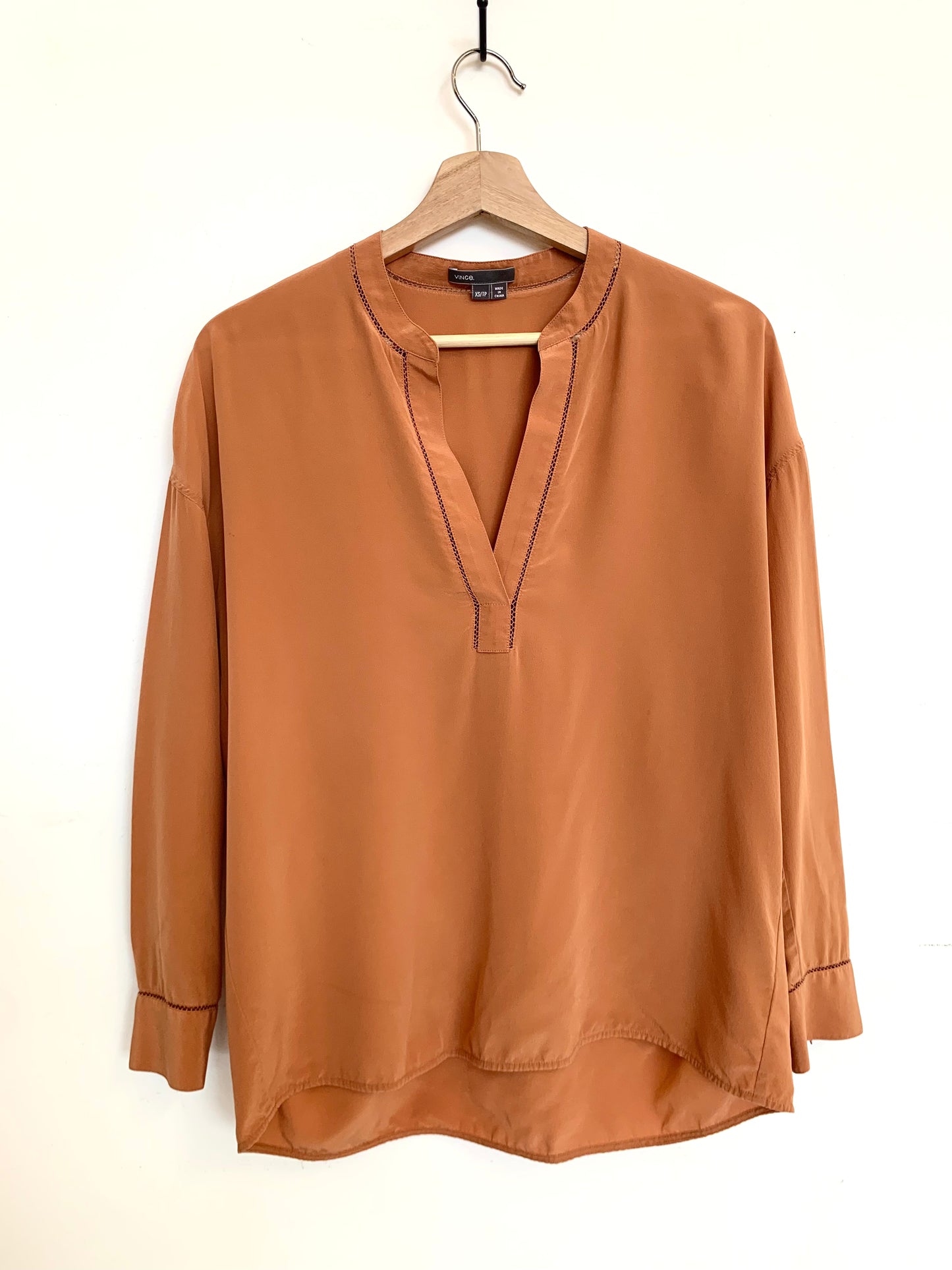 Vince burnt orange silk blouse