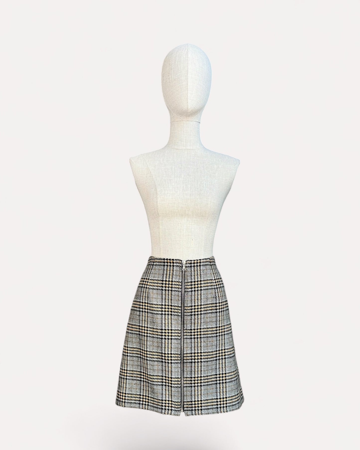Judith &amp; Charles Black Grey White Yellow Plaid Skirt, 8