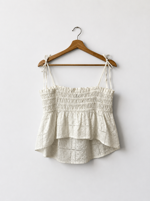 Ganni Embroidered Cami Top - White