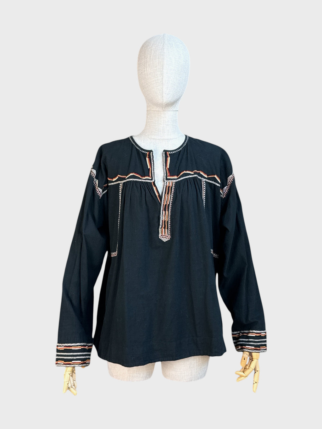 Isabel Marant star embroidered blouse, 100% cotton, black/brown/orange/white