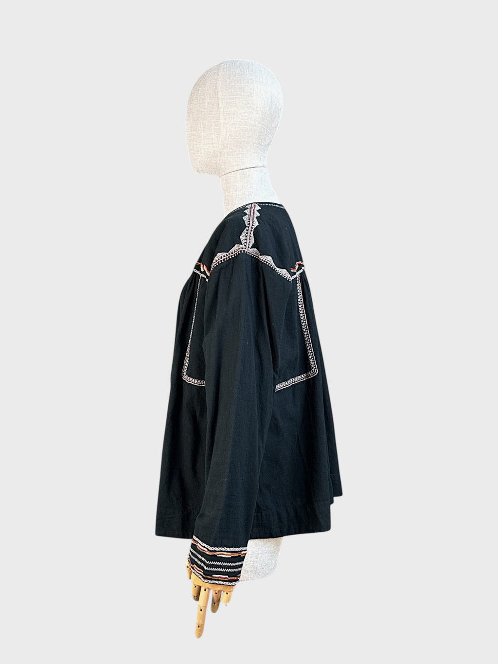 Isabel Marant star embroidered blouse, 100% cotton, black/brown/orange/white