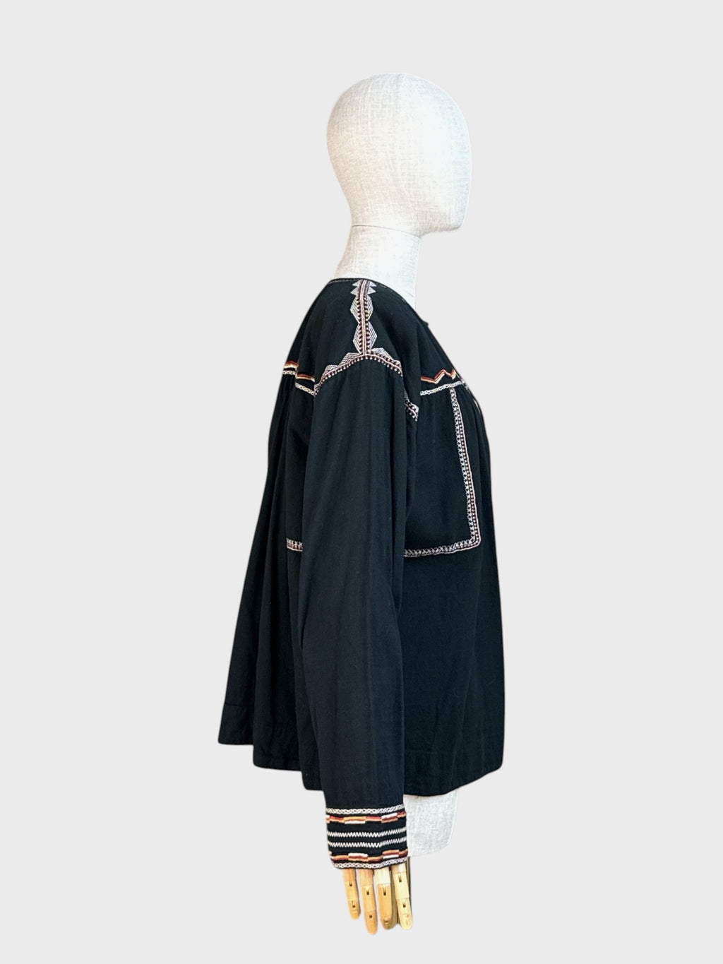 Isabel Marant star embroidered blouse, 100% cotton, black/brown/orange/white