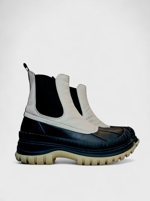 Bottes Chunky Noire & Beige, Taille 7