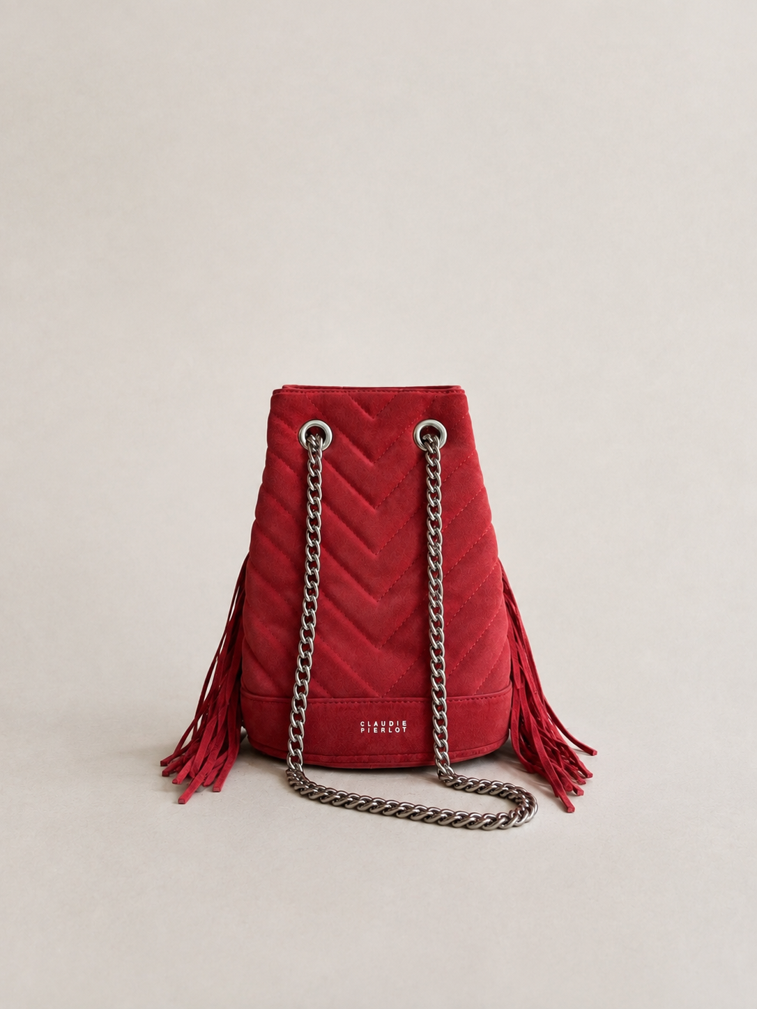 Red suede fringe bag Claudie Pierlot