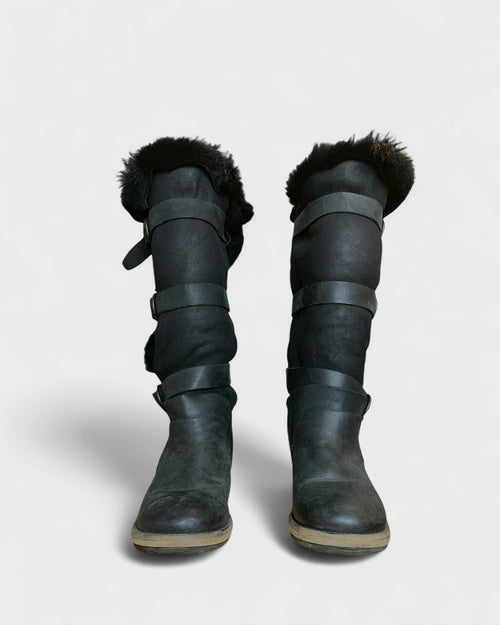 All Saints Bottes cuir et fourrure, 38
