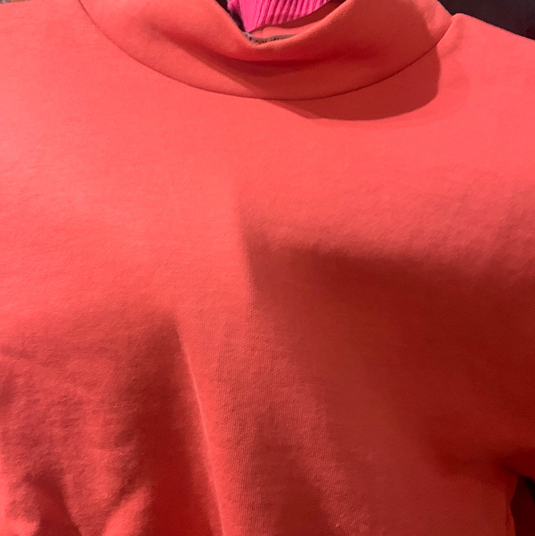Red monk collar t-shirt