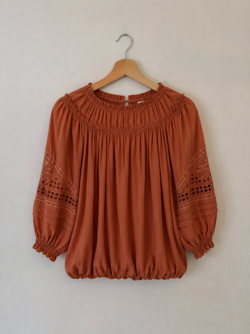 Blouse soie terracotta, Ramy Brook