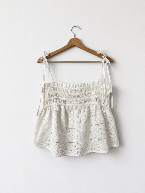 Ganni Embroidered Cami Top - White
