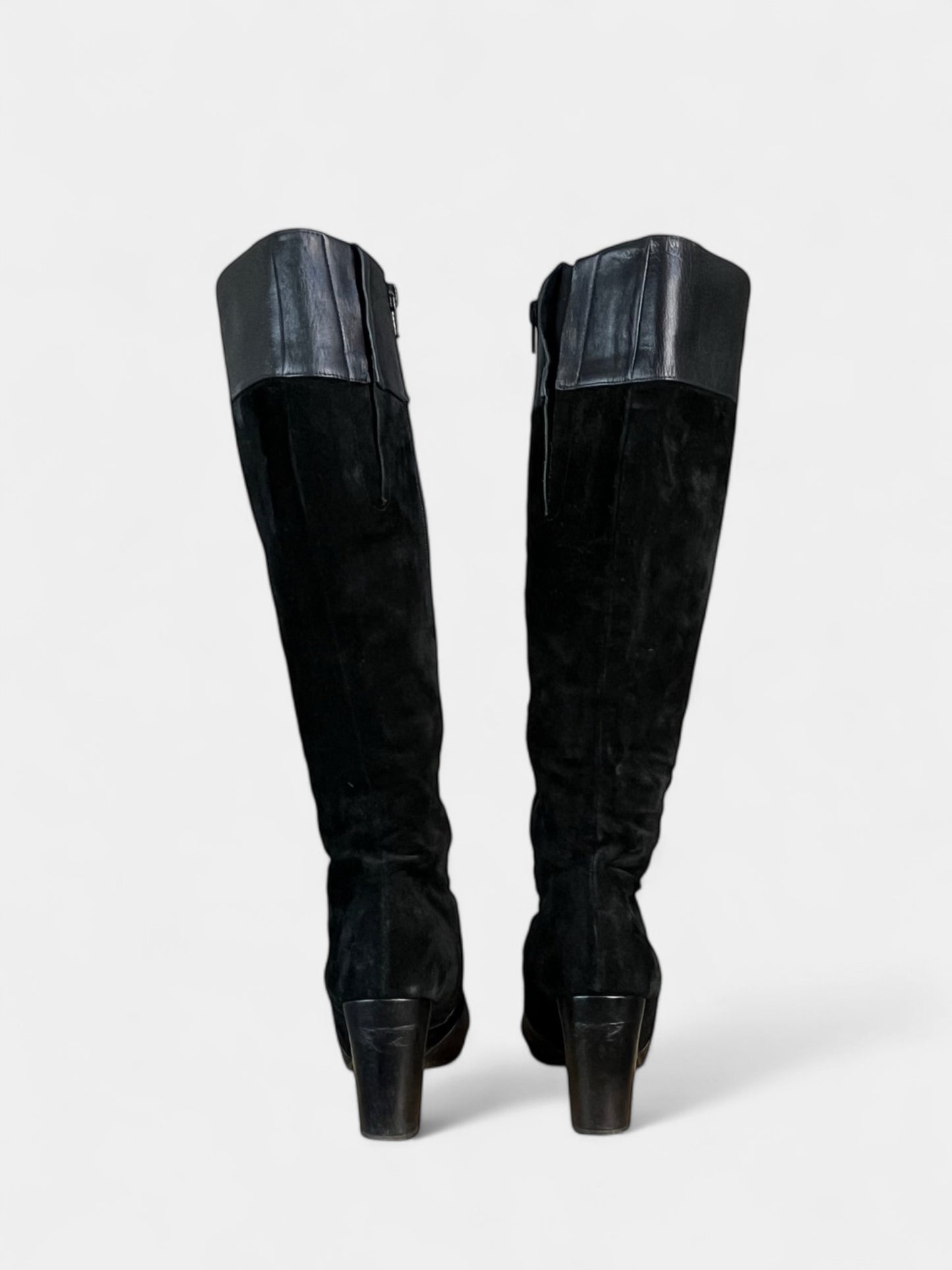 Long black suede and leather boots Chie Mihara, 39