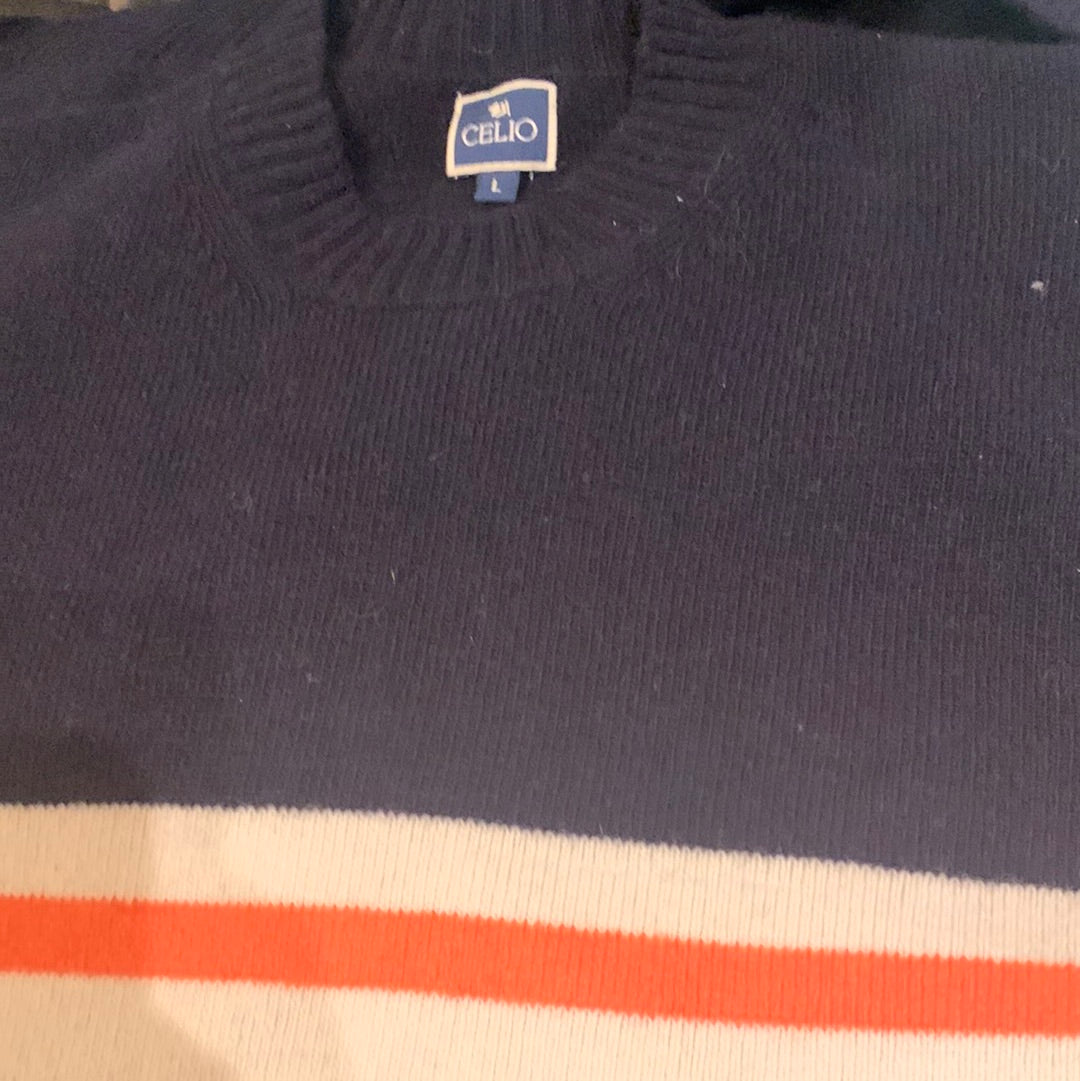 Celio navy/orange wool sweater