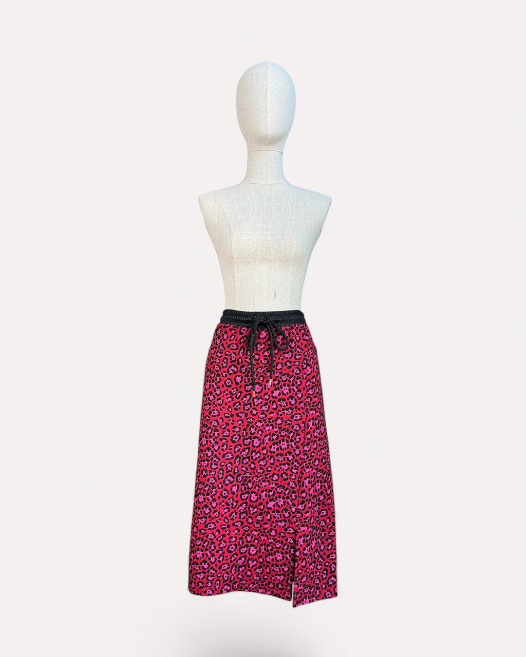 Red leopard print twinset skirt, S
