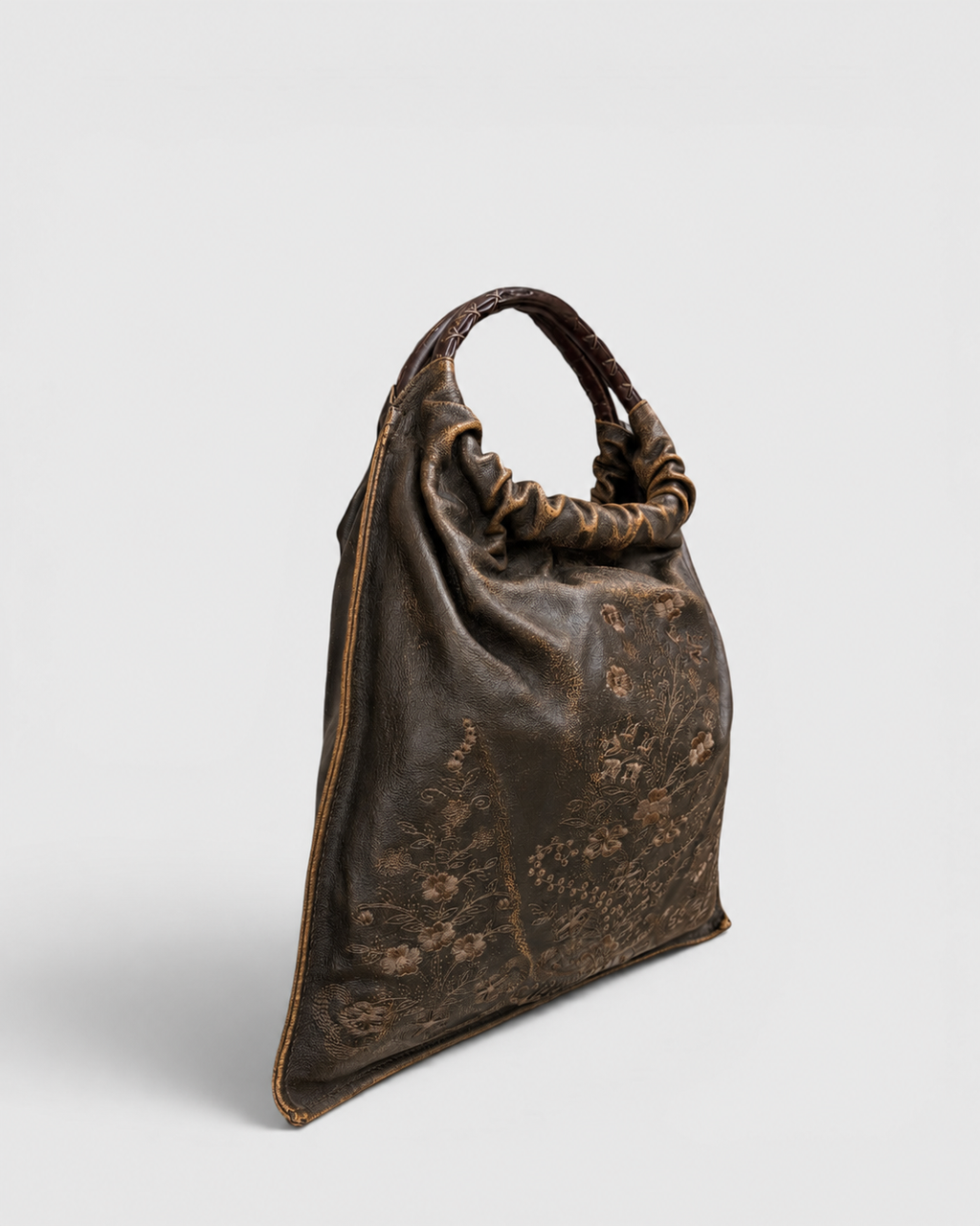 Brown leather flower handbag Mackage