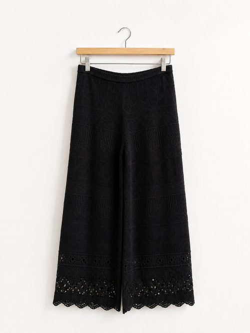 Maje Black Crocheted Trousers, size 38