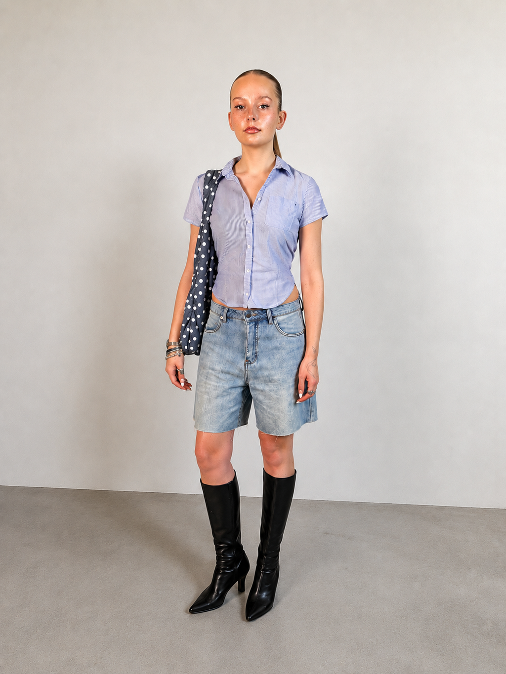 Blue and white striped shirt Upcycling collection, XXS