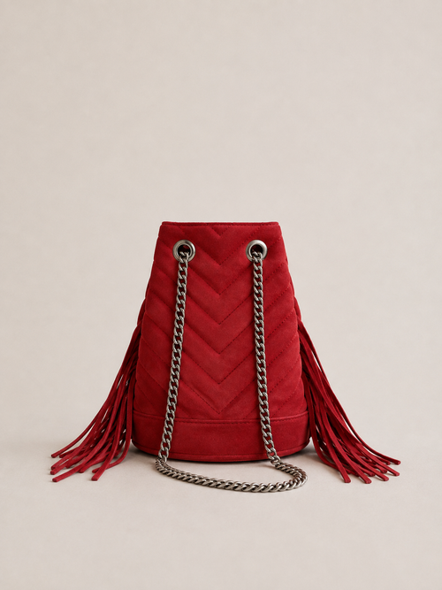 Red suede fringe bag Claudie Pierlot