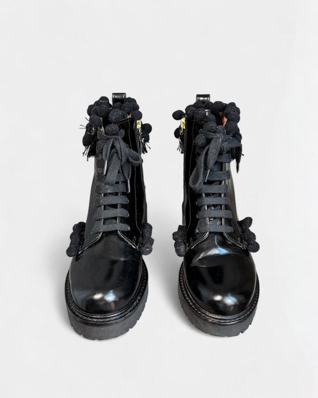 Twinset black ankle boots with pompoms, 37