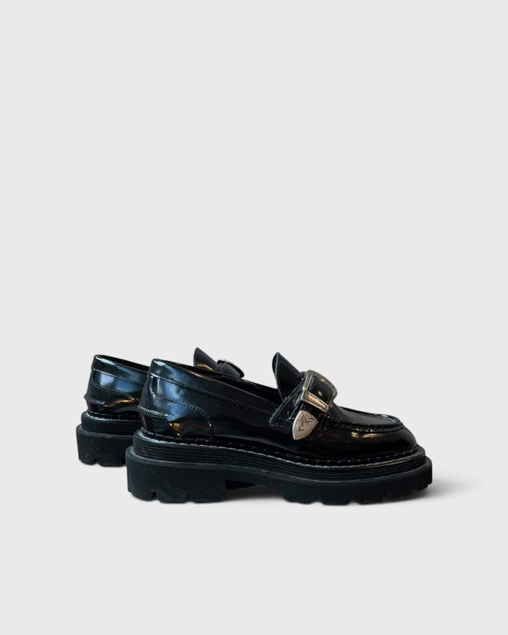 Sandro Black Buckle Loafers, size 38