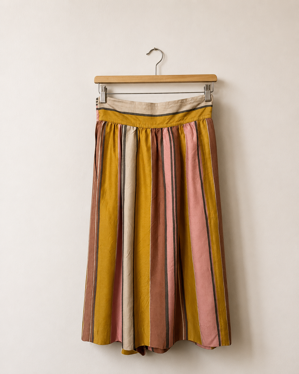 Chloé Rose/Yellow 100% Silk Midi Skirt, 36