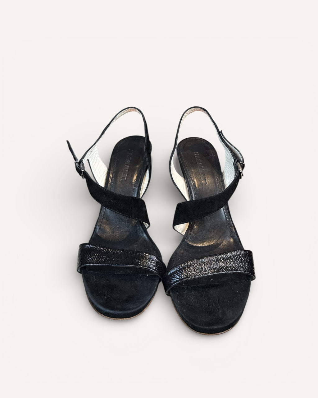 Black leather and suede Jill Sanders heels