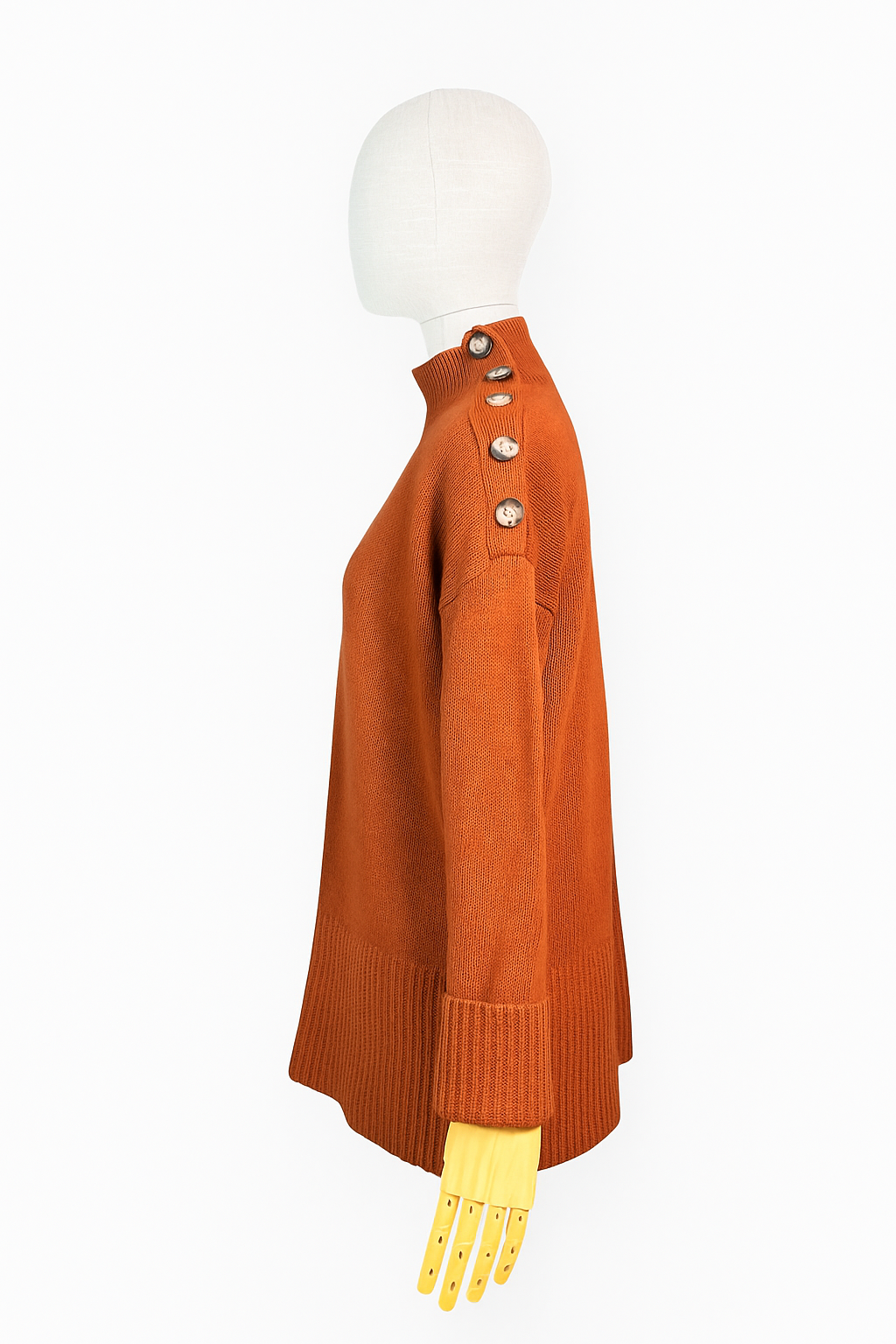 Burnt Orange button knit sweater by Max Studio, M