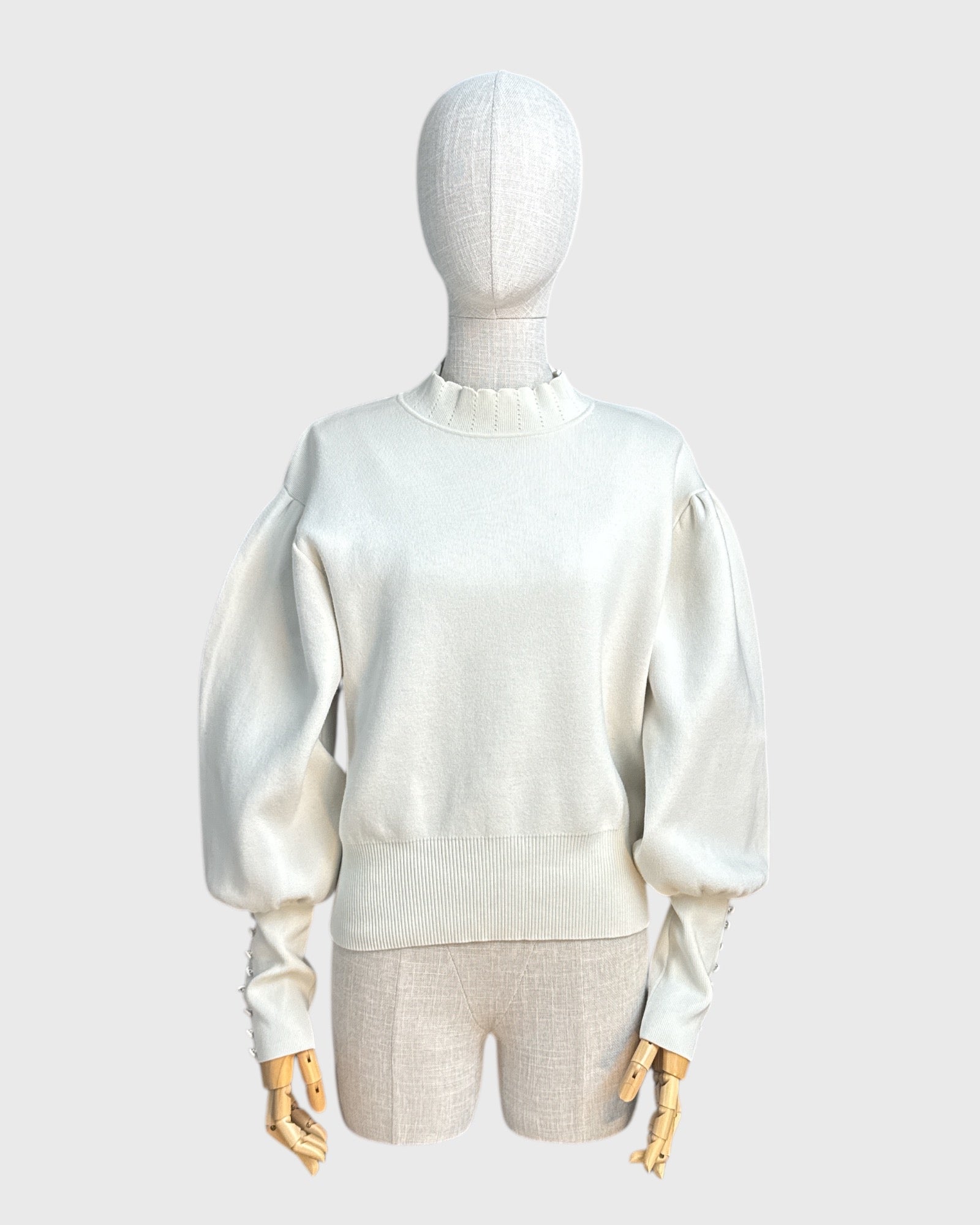 Sandro white puff-sleeve sweater, 2