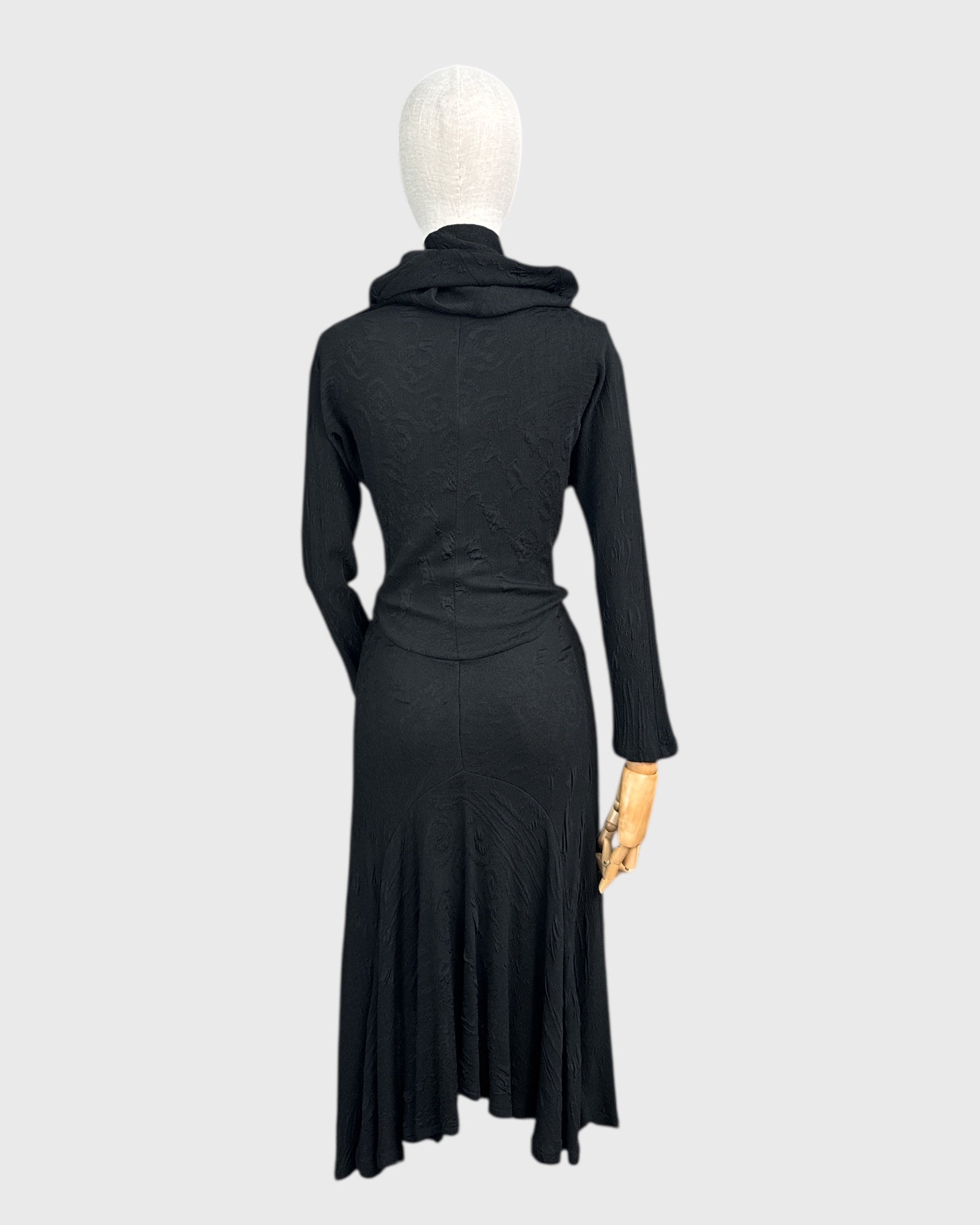 Georges Levesque long black collar dress, S