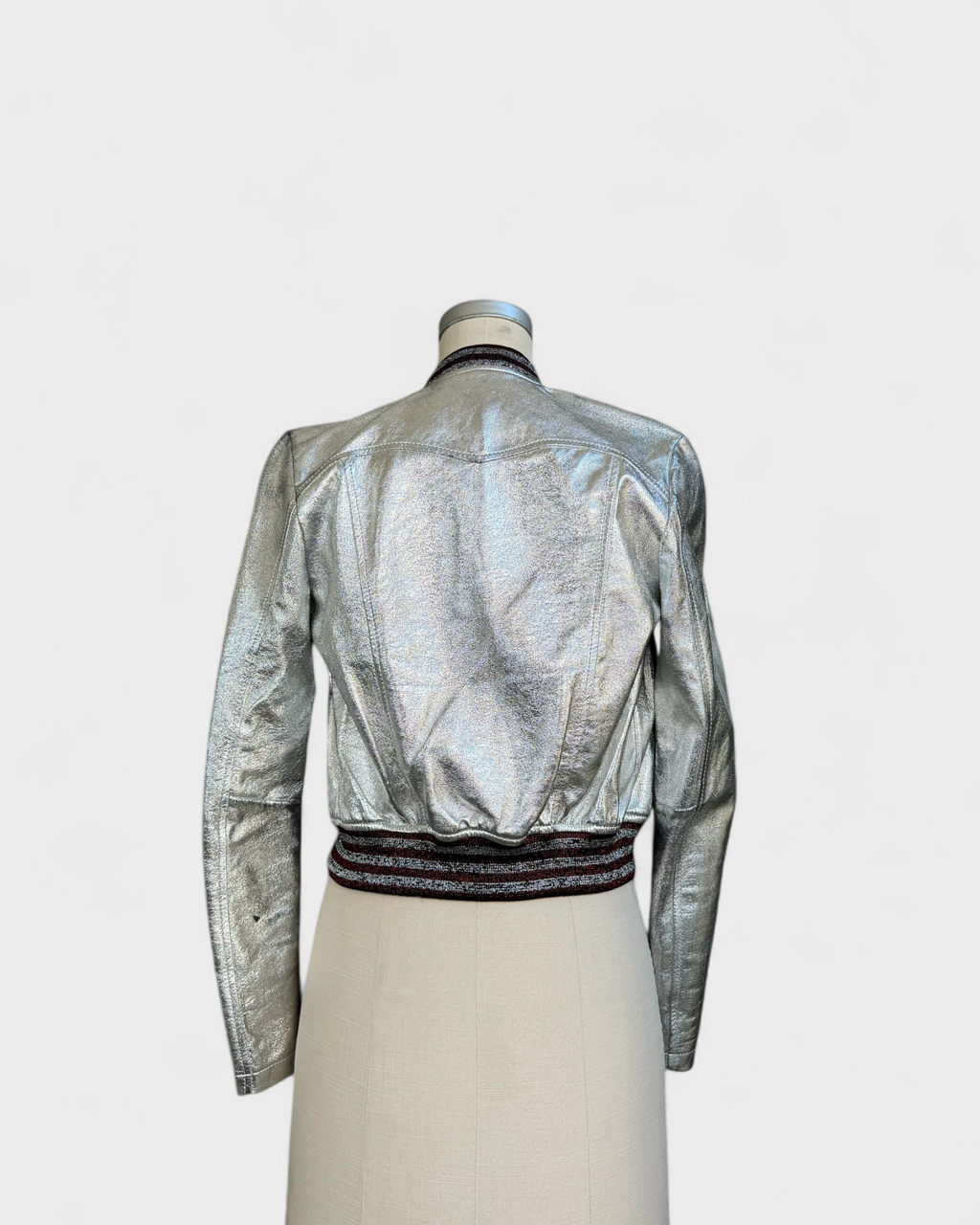 Silver and red bomber jacket, Maje, 36