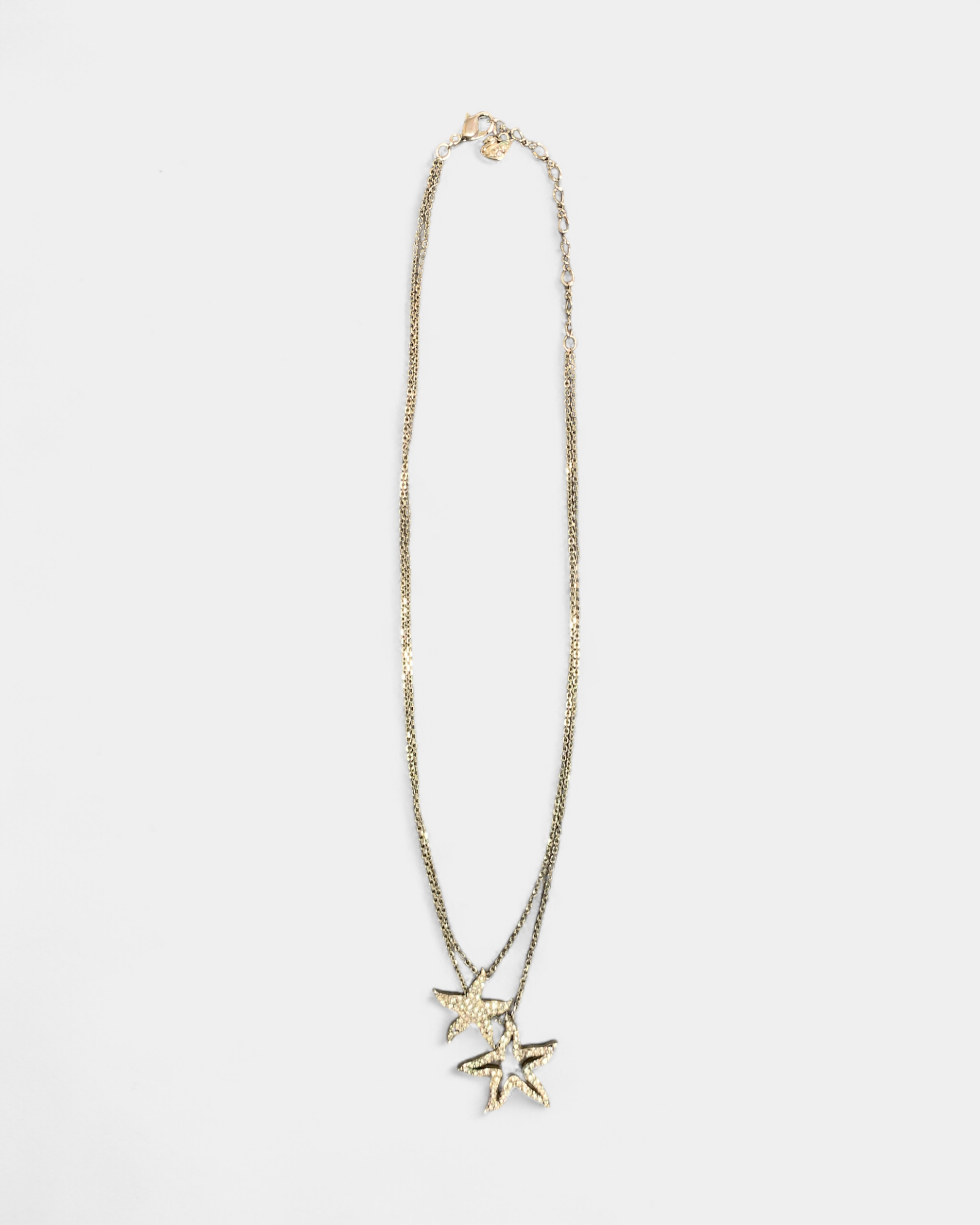 Silver starfish necklace with diamond, Swarovski