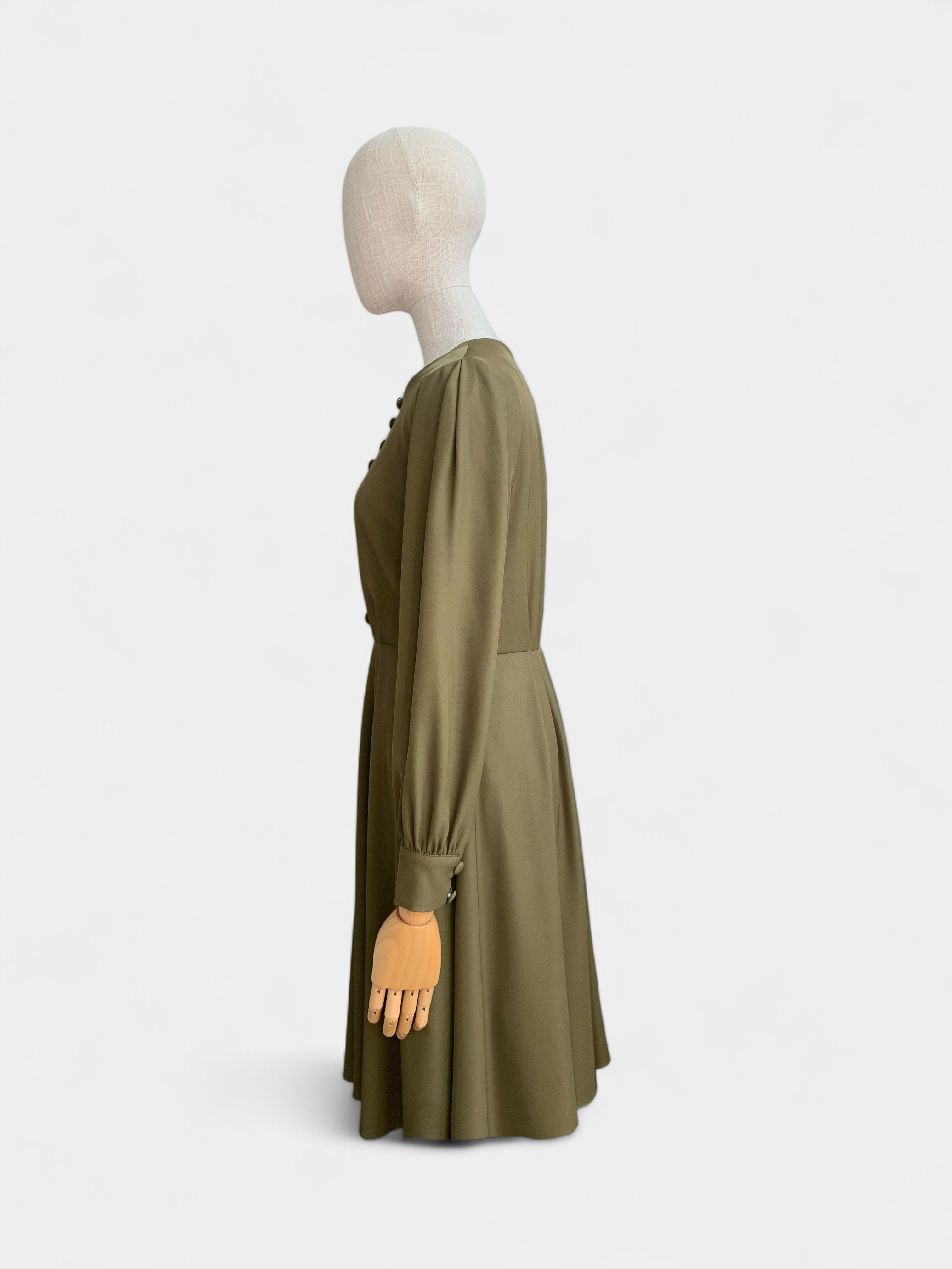 Khaki Green Button-Down Dress - Gal Meets Glam, 2