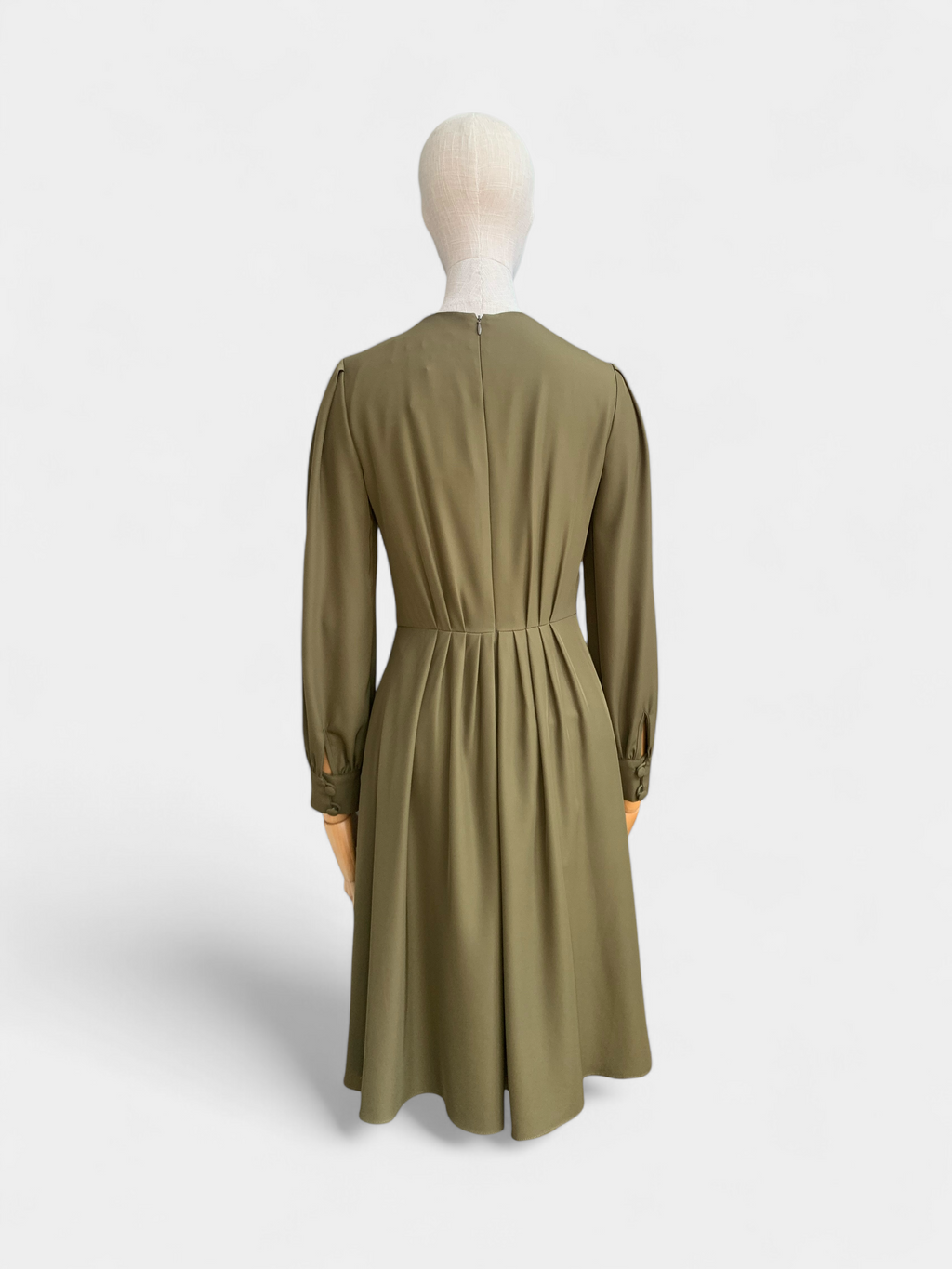 Khaki Green Button-Down Dress - Gal Meets Glam, 2