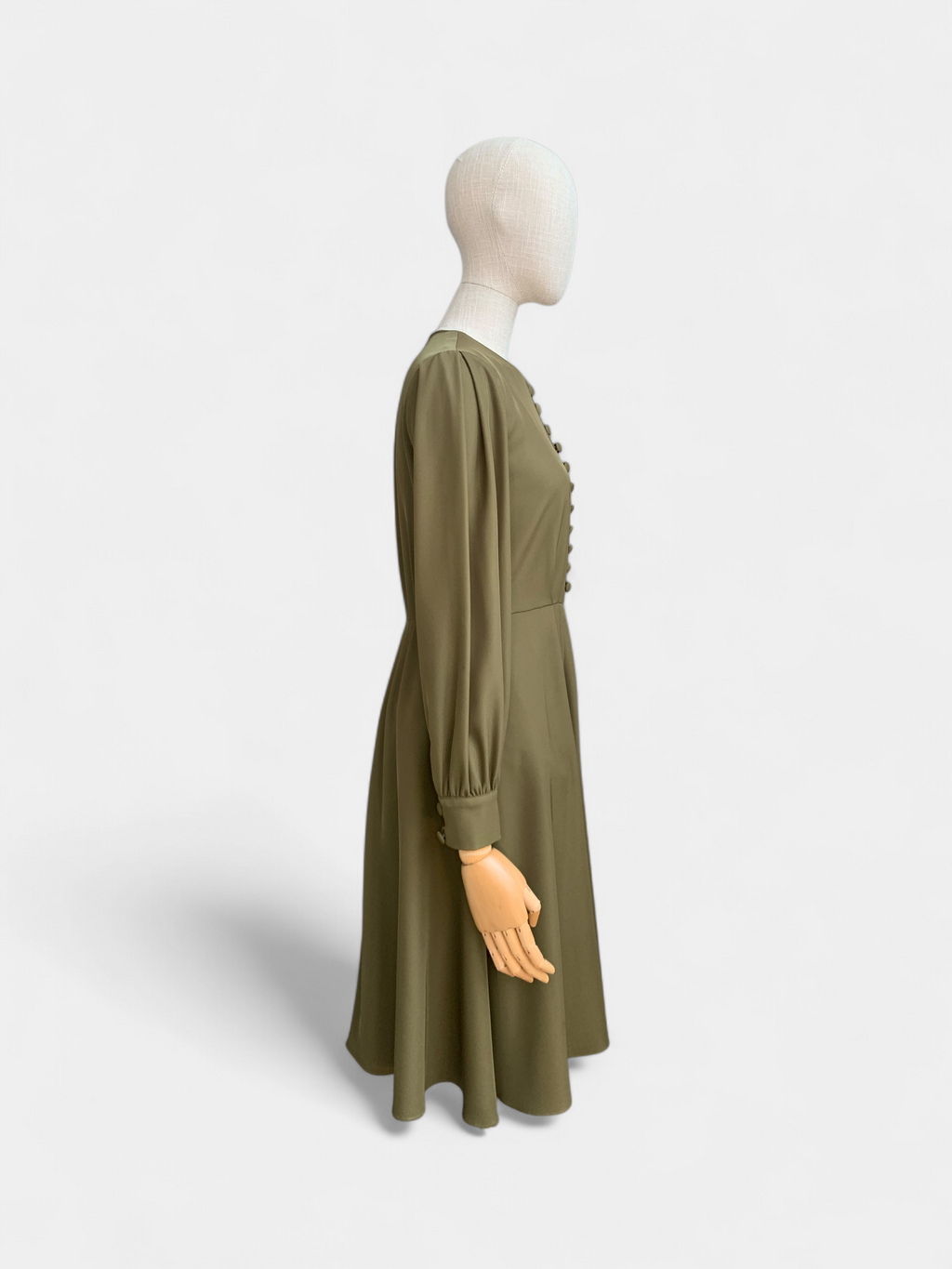 Khaki Green Button-Down Dress - Gal Meets Glam, 2
