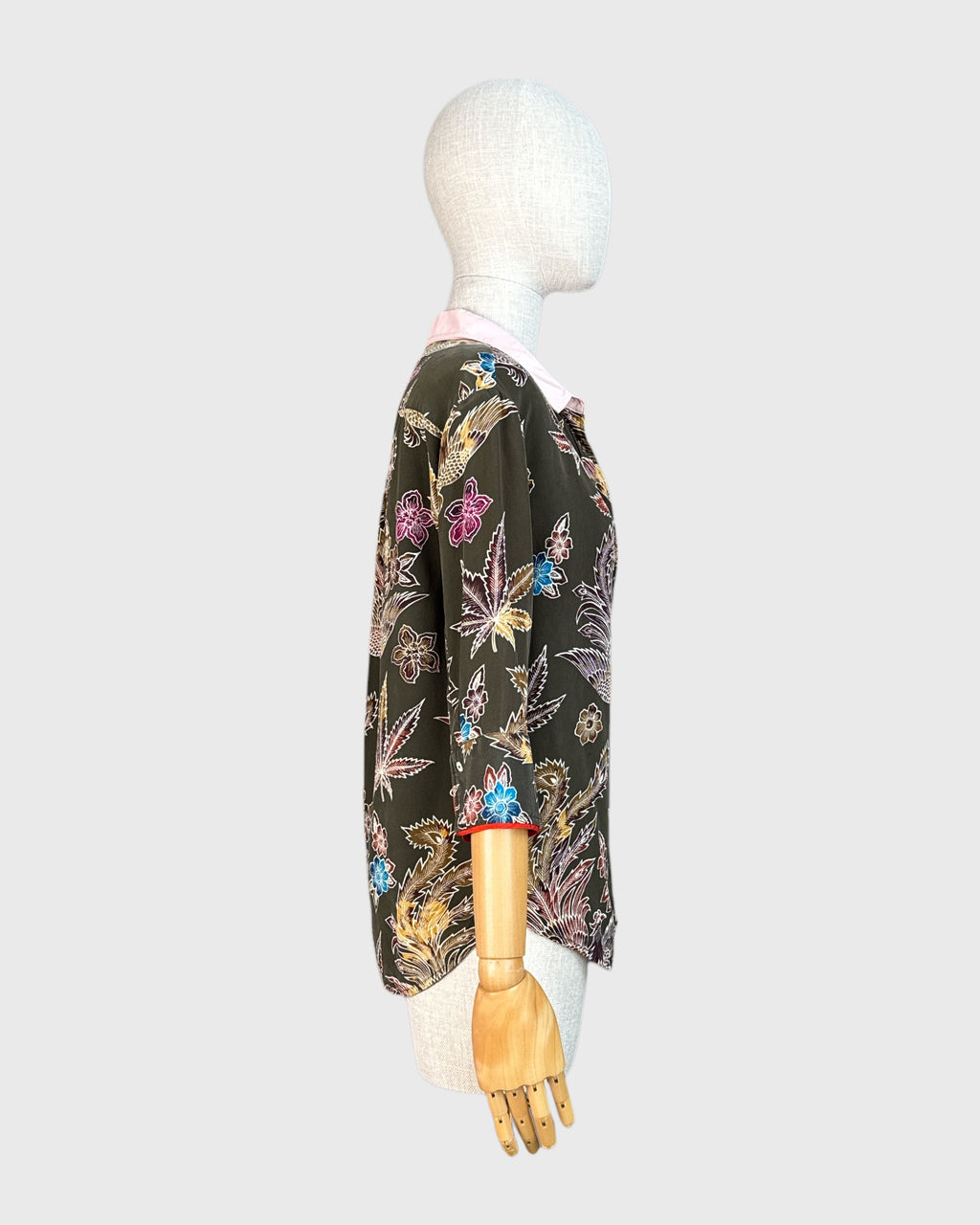 Chemise 100% soie motif fleurs et oiseaux Sandro, taille 1