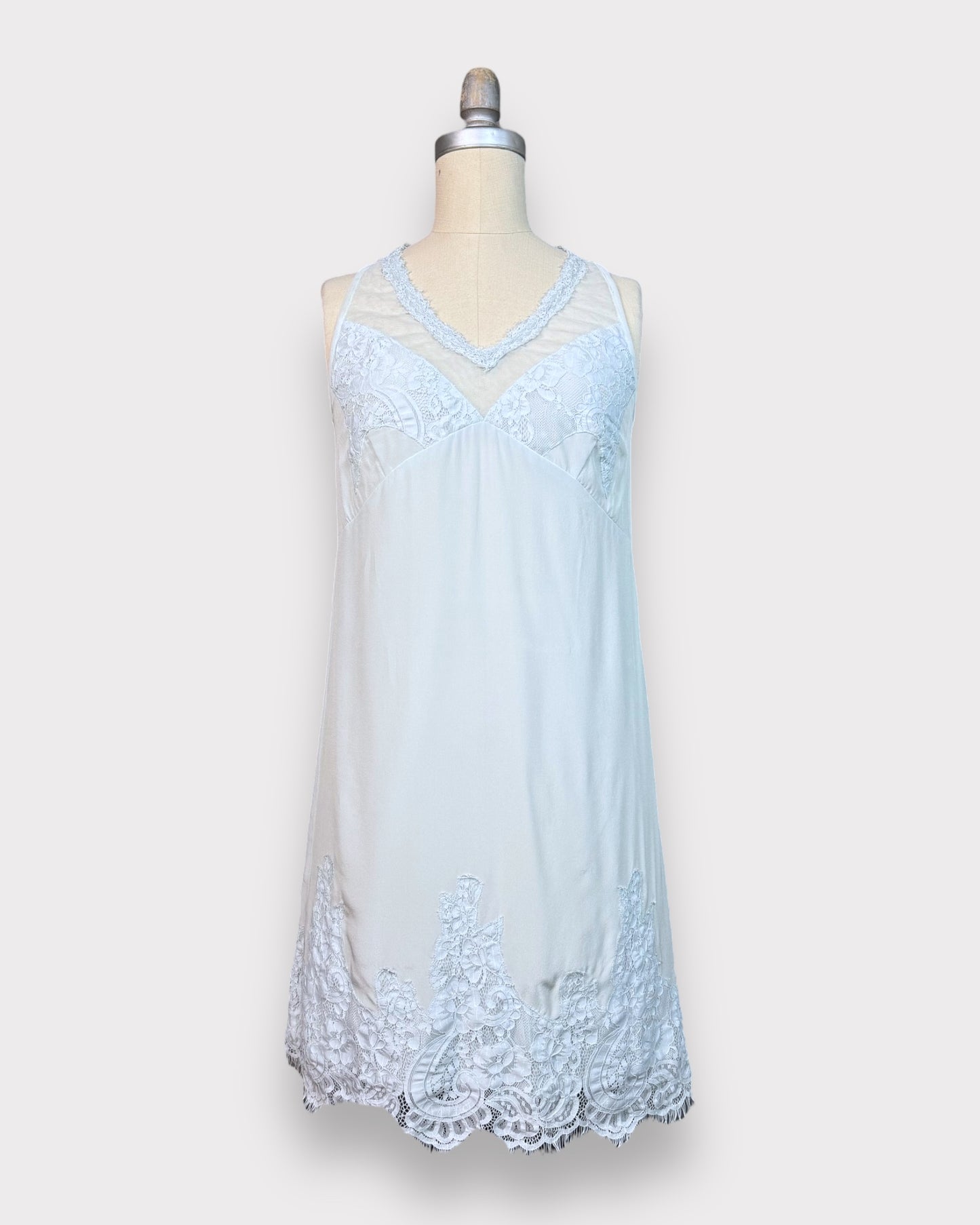 Blue silk nightie lace Twin Set