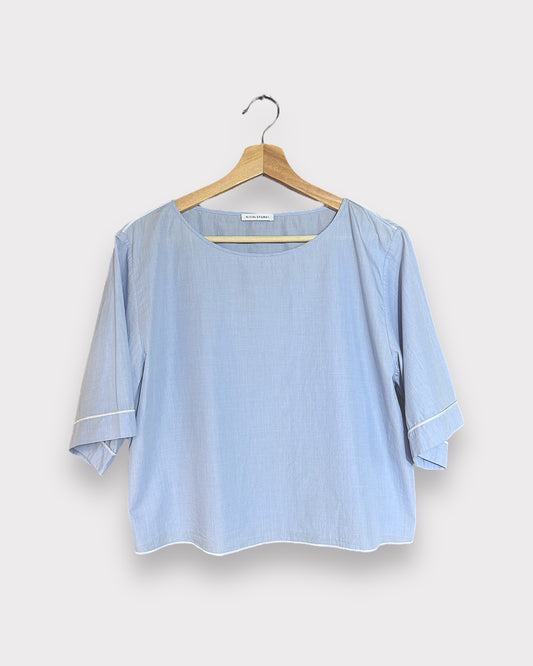 Blue short-sleeved blouse Nicole Farhi