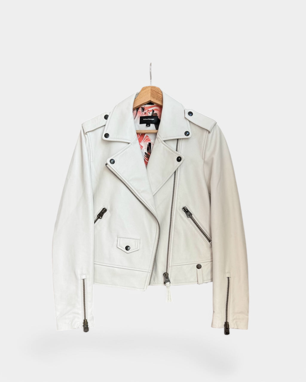 Mackage white leather perfecto, M