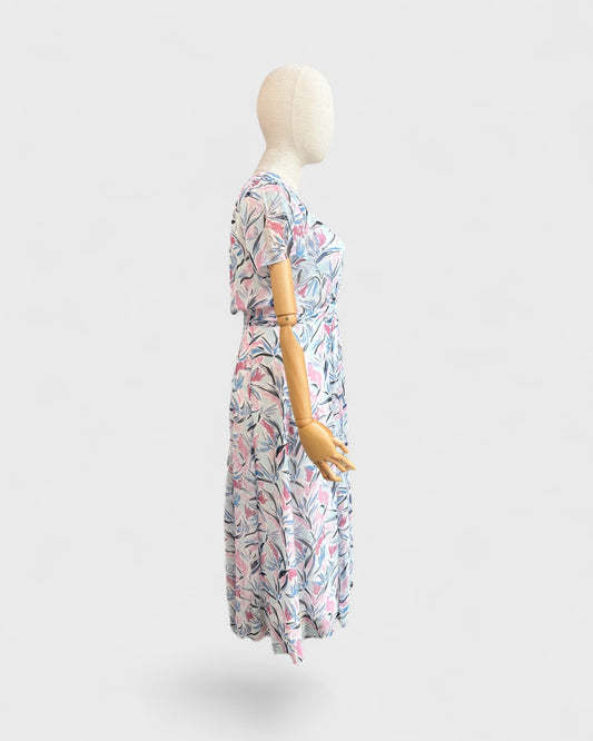 Transparent printed dress White blue pink Club Monaco, 12