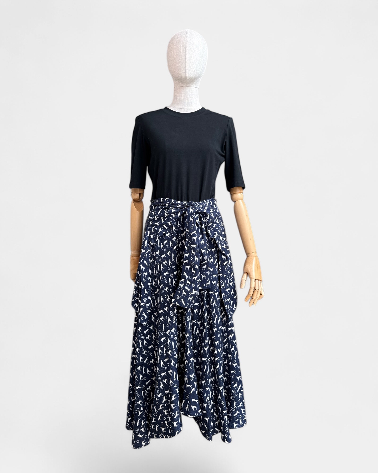 Maje Black/Blue/White Horse T-Shirt Dress, 40