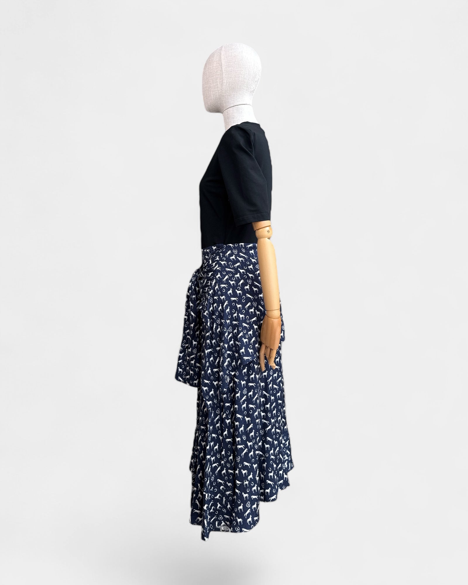 Maje Black/Blue/White Horse T-Shirt Dress, 40