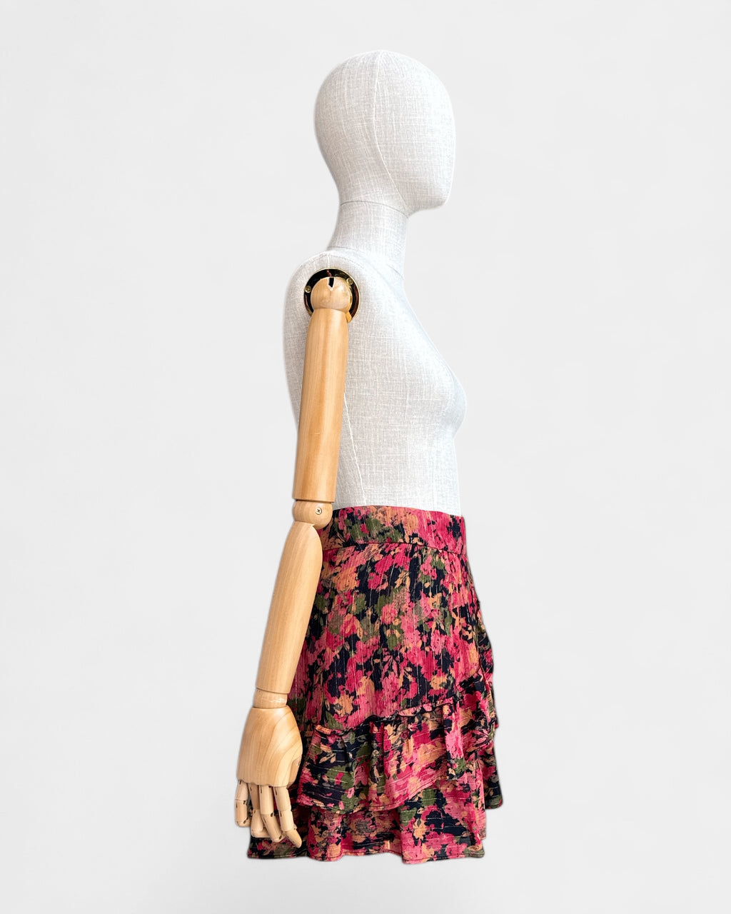 Sézane pink/red/black floral skirt, 38