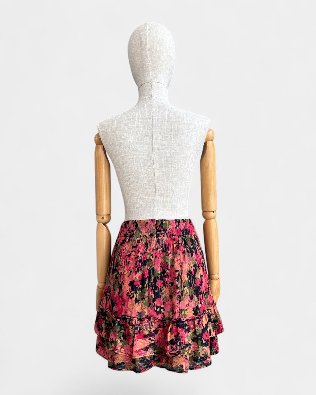 Sézane pink/red/black floral skirt, 38